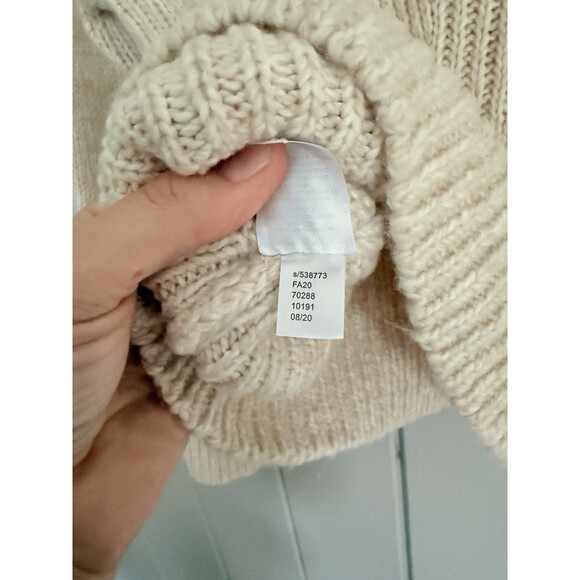 NWT Ann Taylor Fringe Ribbed Sweater L Large Ivory Mock Neck Acrylic NEW - Picture 4 of 7